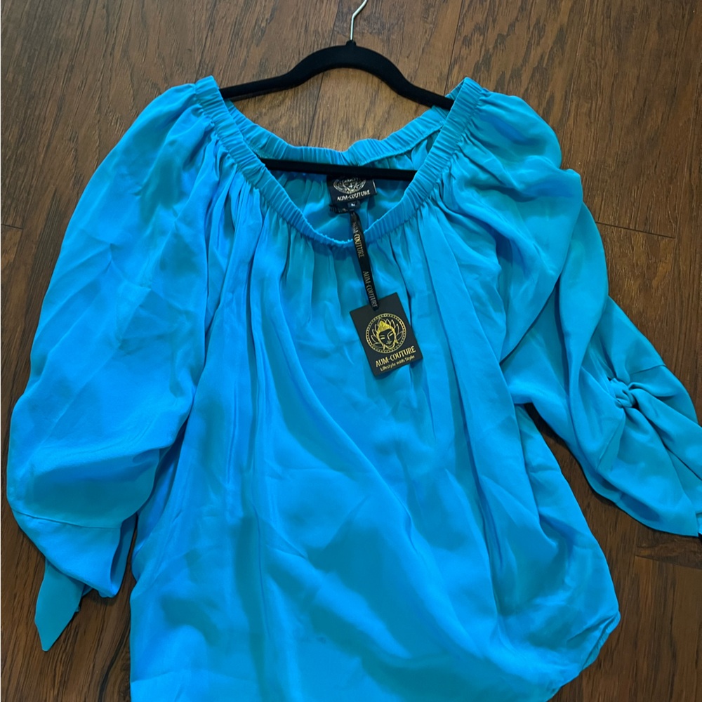 Vibrant Blue Off-Shoulder Women's Blouse